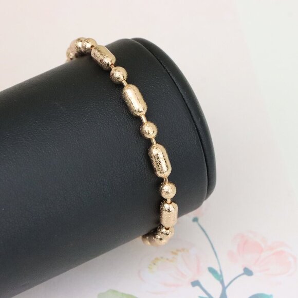 "Rose Gold Textured Bead Bracelet with Adjustable Chain, XPBL1156 - Picture 9 of 12